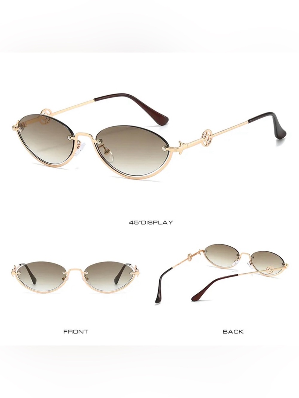 Gold Frame Brown Gradient Lens Women's Sunglasses